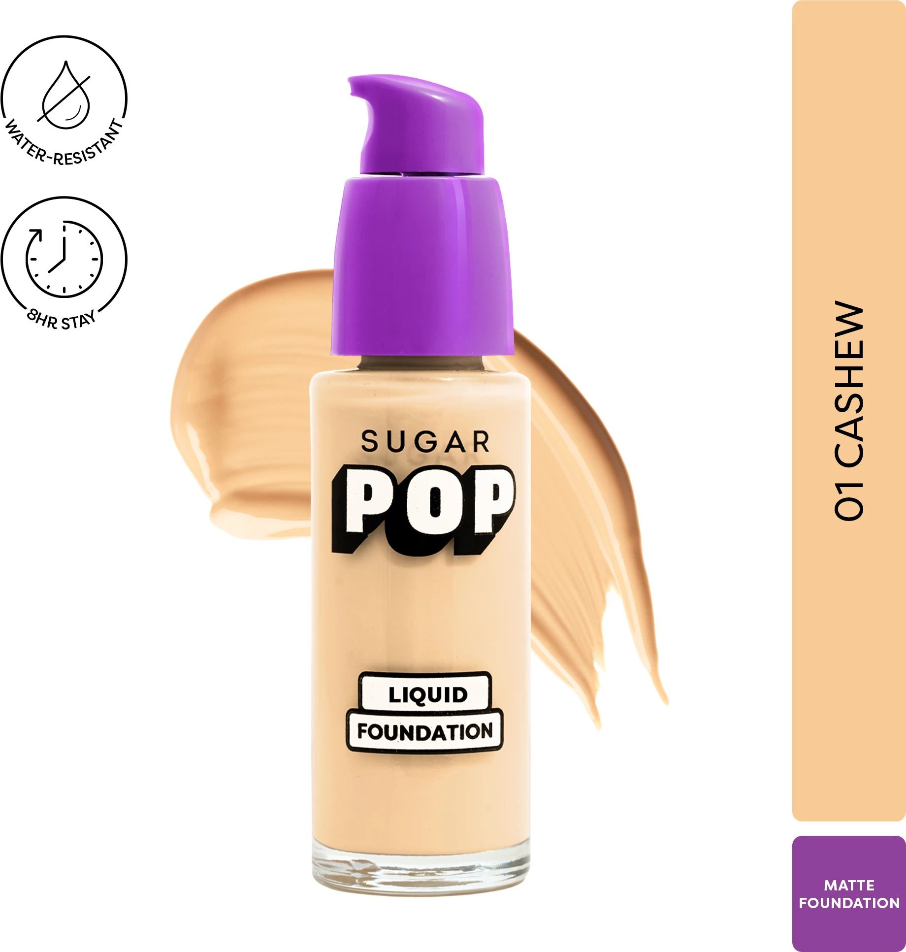 Liquid Foundation - 01 Cashew | Water Resistant | Super Matte | Full Coverage Foundation-image-8