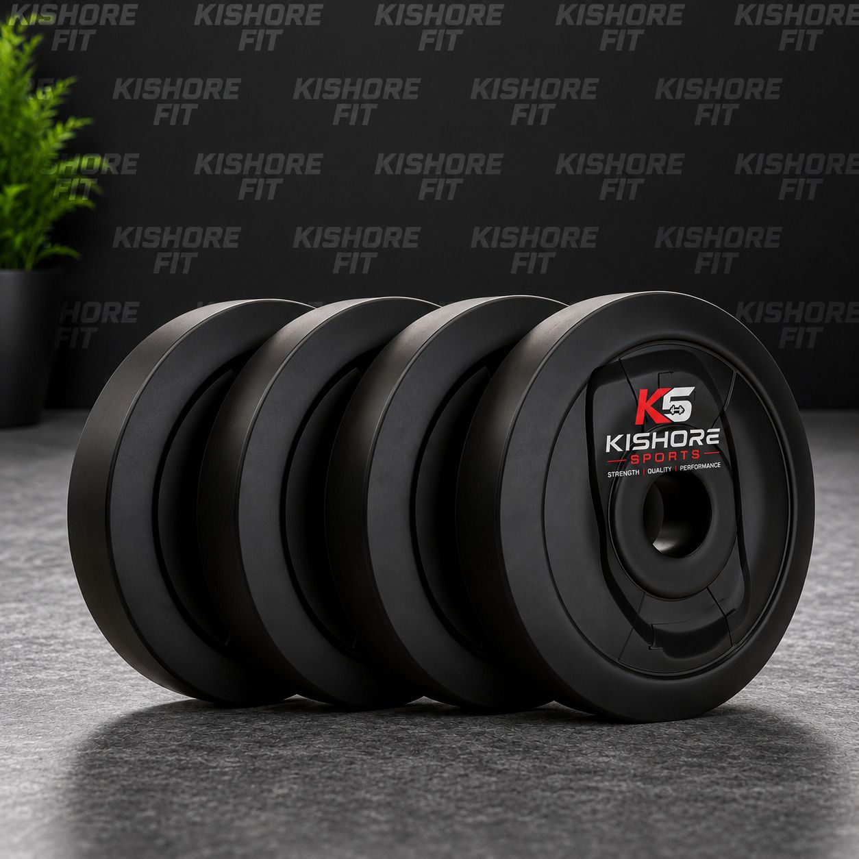 kishorefit 10 KG PVC PLATE, ROPE GROP Black, Red Weight Plate-picture-41