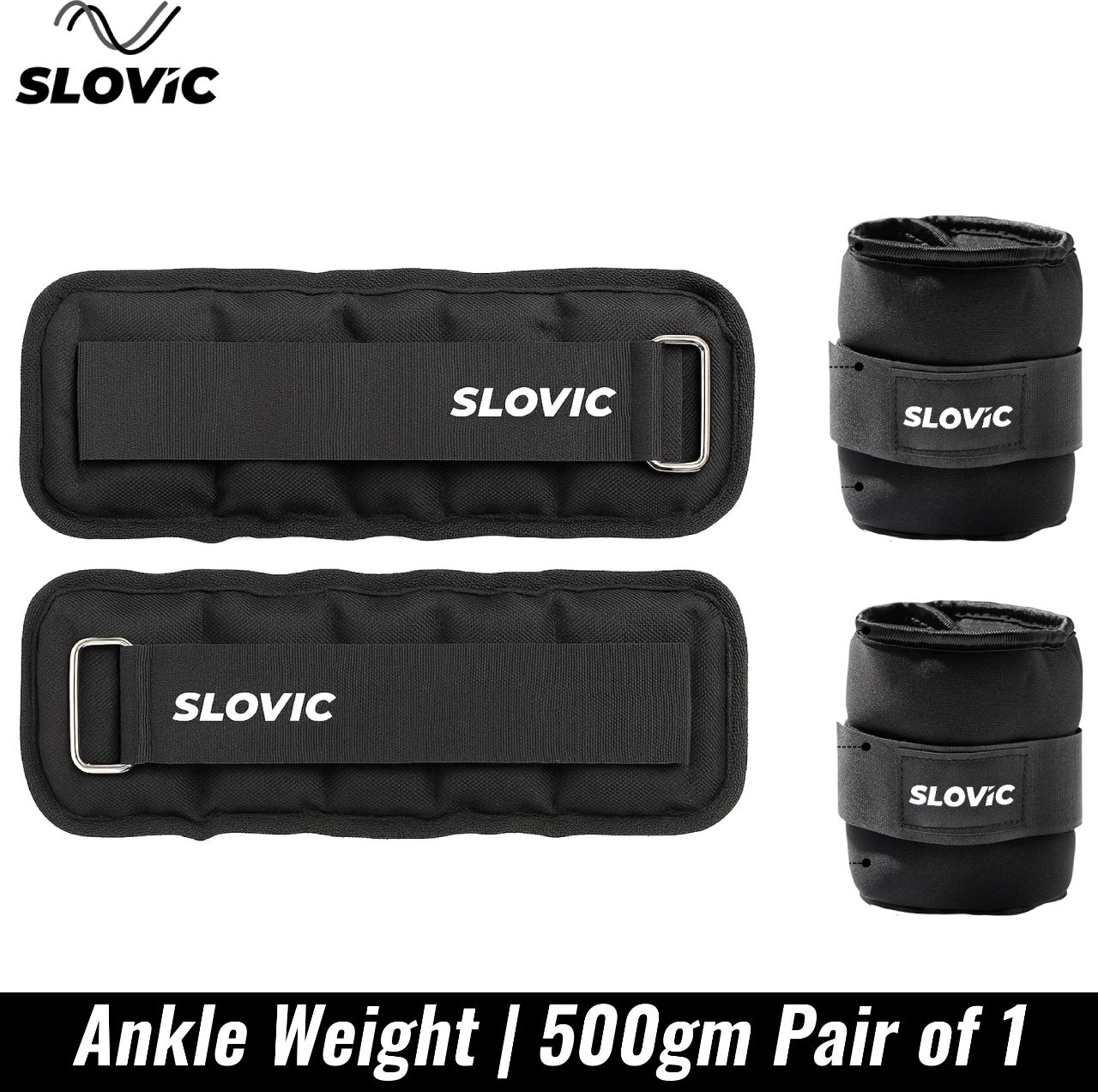 Ankle Weights With Adjustable Straps For All Fitness Levels | 500g Pair Set Black Ankle Weight-image-39