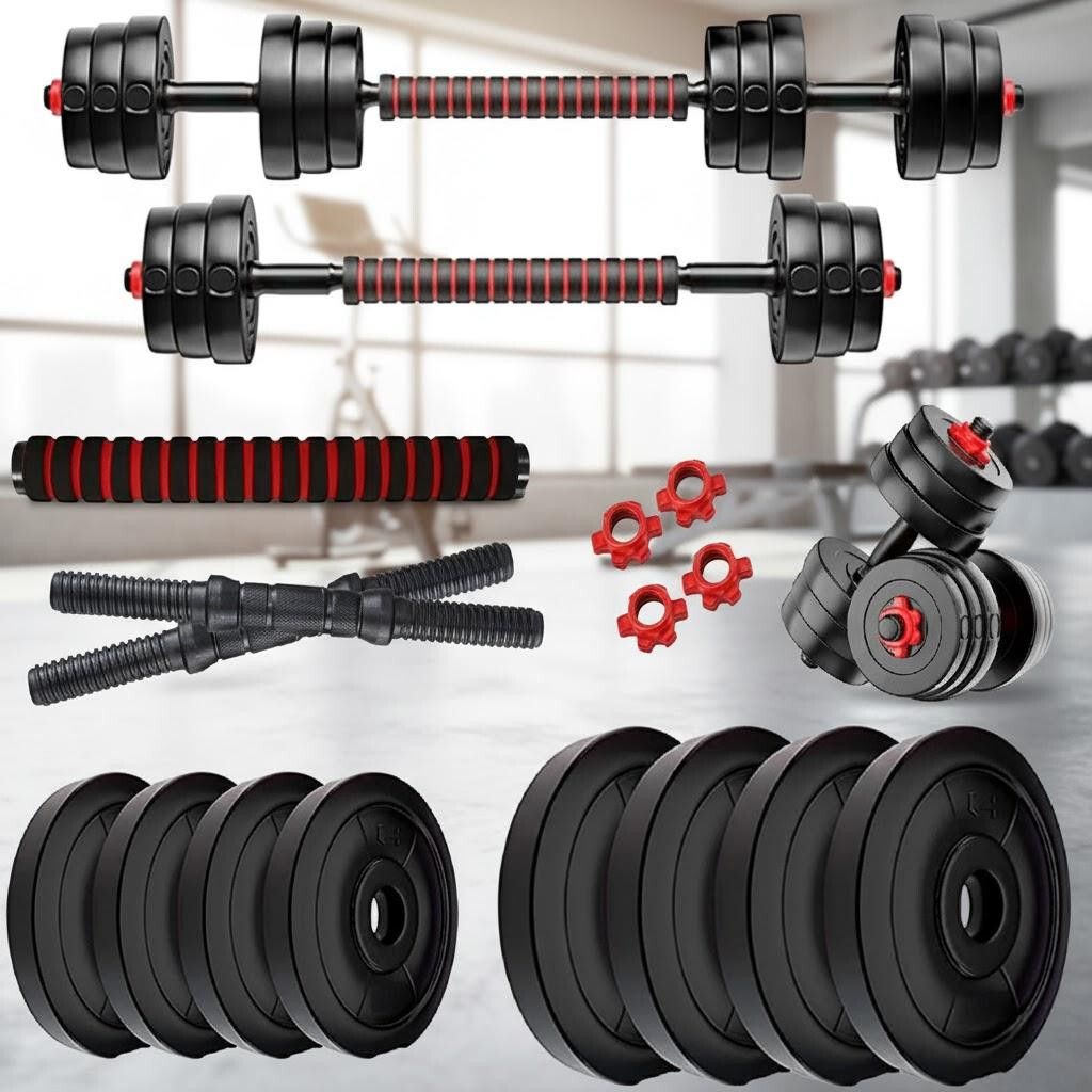 20kg PVC 3kg x 4, 2kg x 4 Plates + Connector Rods Gym & Fitness Kit Fitness Accessory Kit Kit