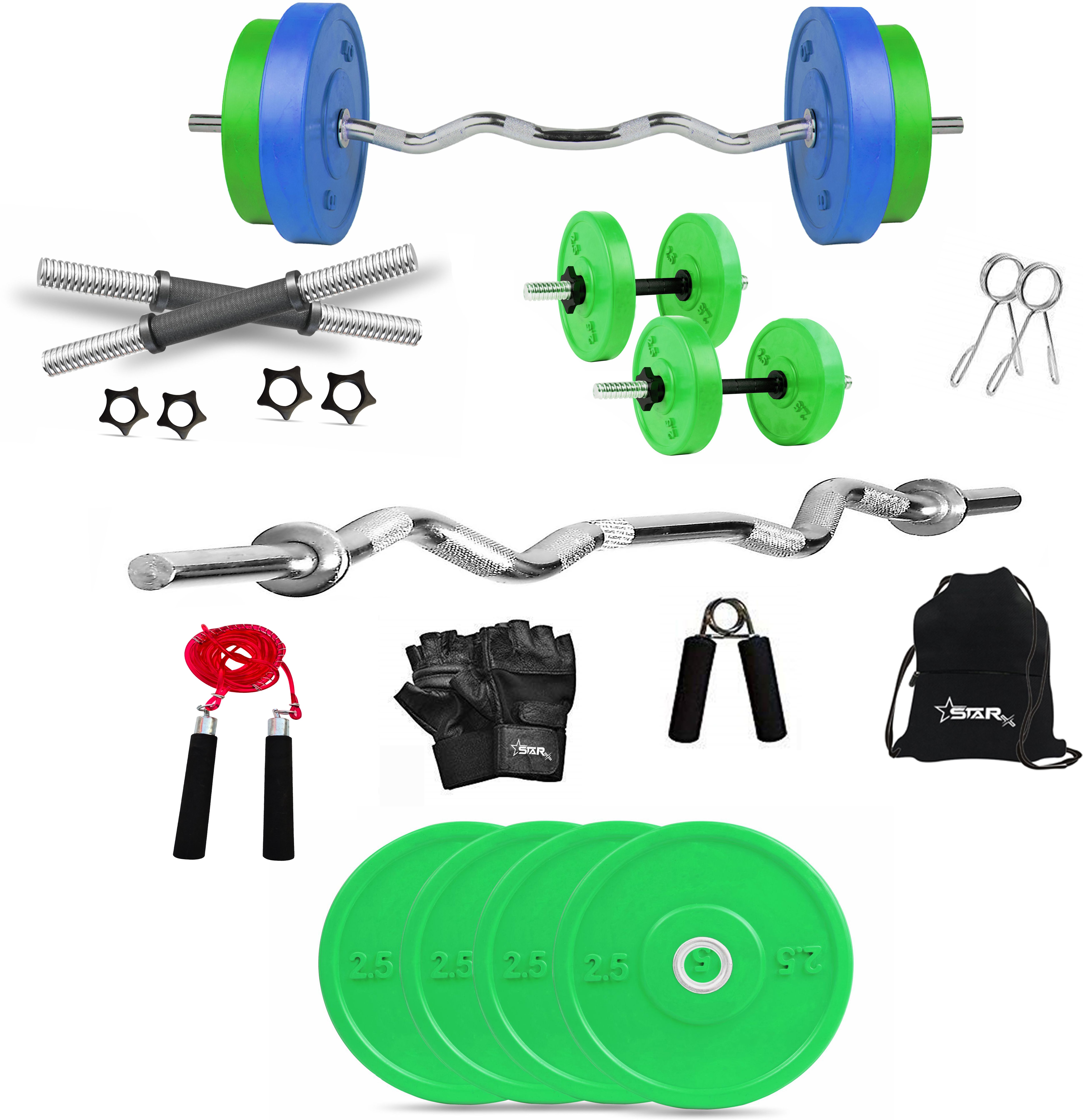 15 kg 10 kg Multi Color 100% Rubber Plates for Use of Home Gym Combo Home Gym Combo-image-49