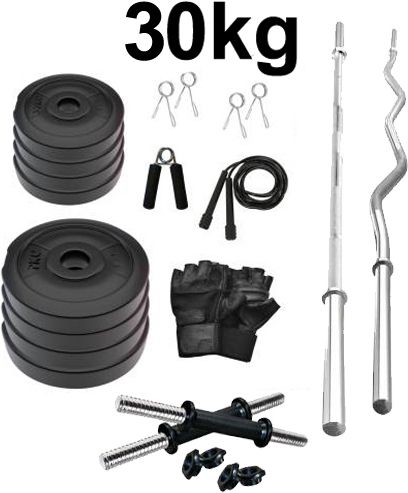 30 kg FITNESS 30kg PVC Weight Dumbbell Set + ACCESSORIES - BEST for HOME EXERCISE Home Gym Combo-image-11