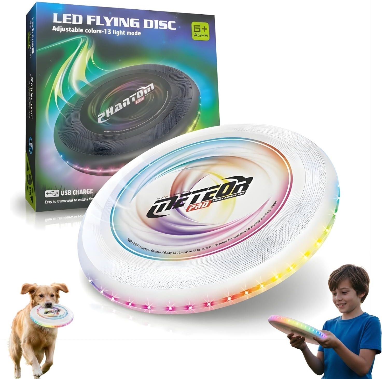 LED Flying Disc, Glow in The Dark Flying Disk Toy, Led Frisbee Disc for Adults Plastic Sports Frisbee