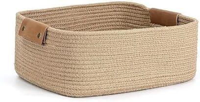 White Beige Rectangular Cotton, Jute Fruit & Vegetable Basket-image-0