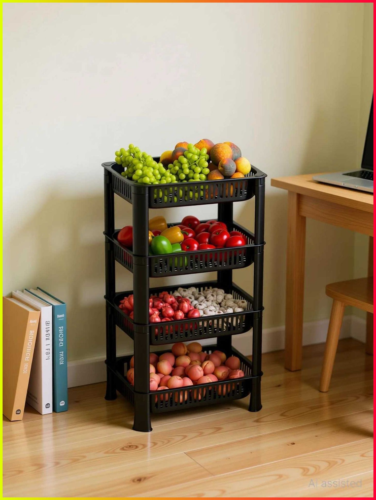 pipasa black plastic vegetable rack Plastic Fruit & Vegetable Basket-picture-16