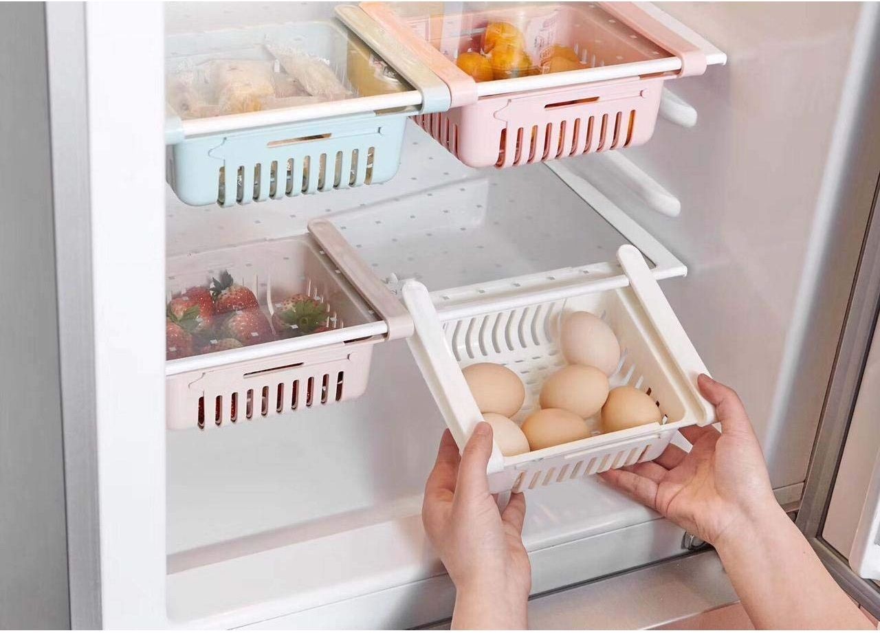 inditradition Expandable Hanging Fridge Tray, Refrigerator Food Storage Organizer Pack of 2 Plastic Fruit & Vegetable Basket-picture-20