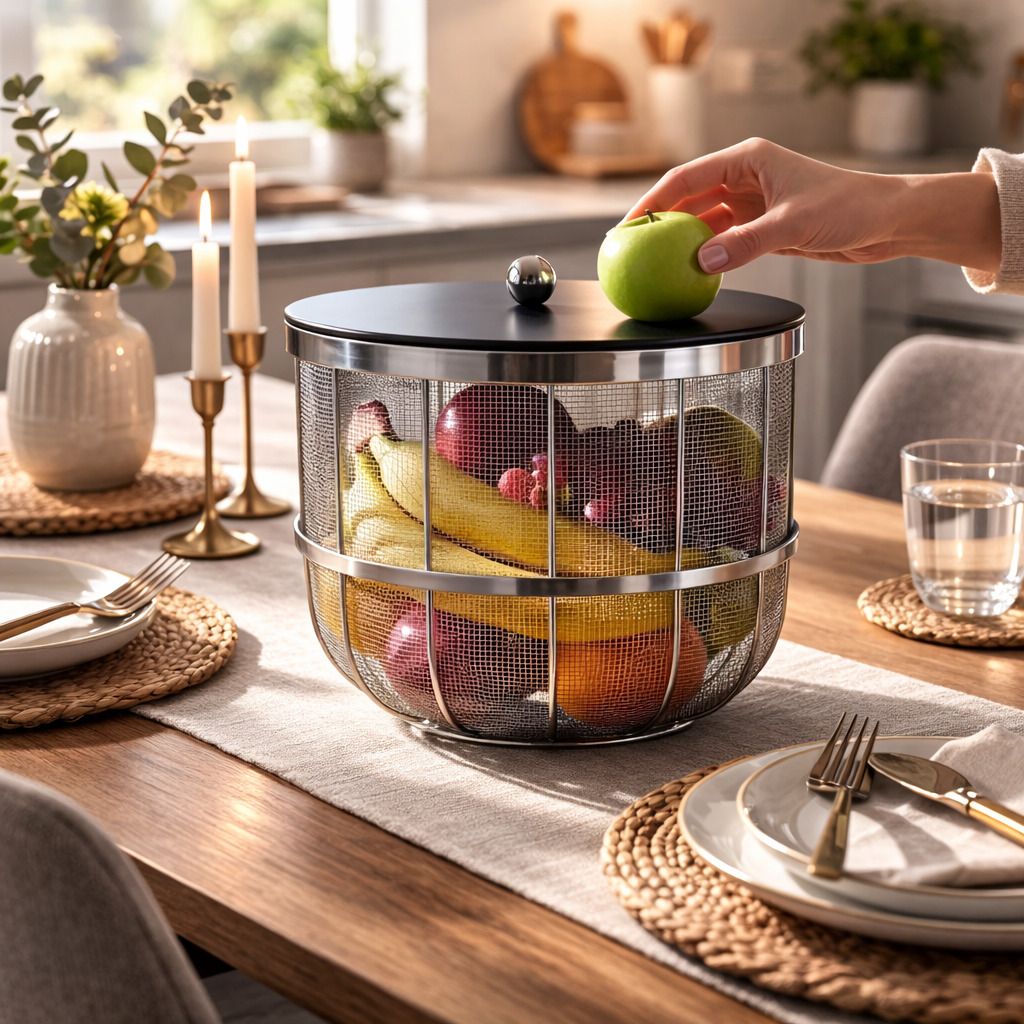 m&s enterprises Luxury Multistorage Silver Metal Fruit Basket for Fruits & Vegetables With Lid Iron Fruit & Vegetable Basket-picture-22
