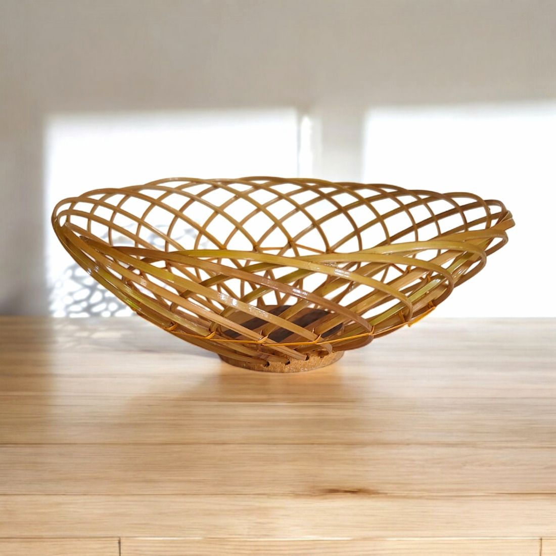 Bamboo Fruit Bowl Basket | Vegetable Basket For Kitchen | Round Open Design 9" Bamboo Fruit & Vegetable Basket-image-18