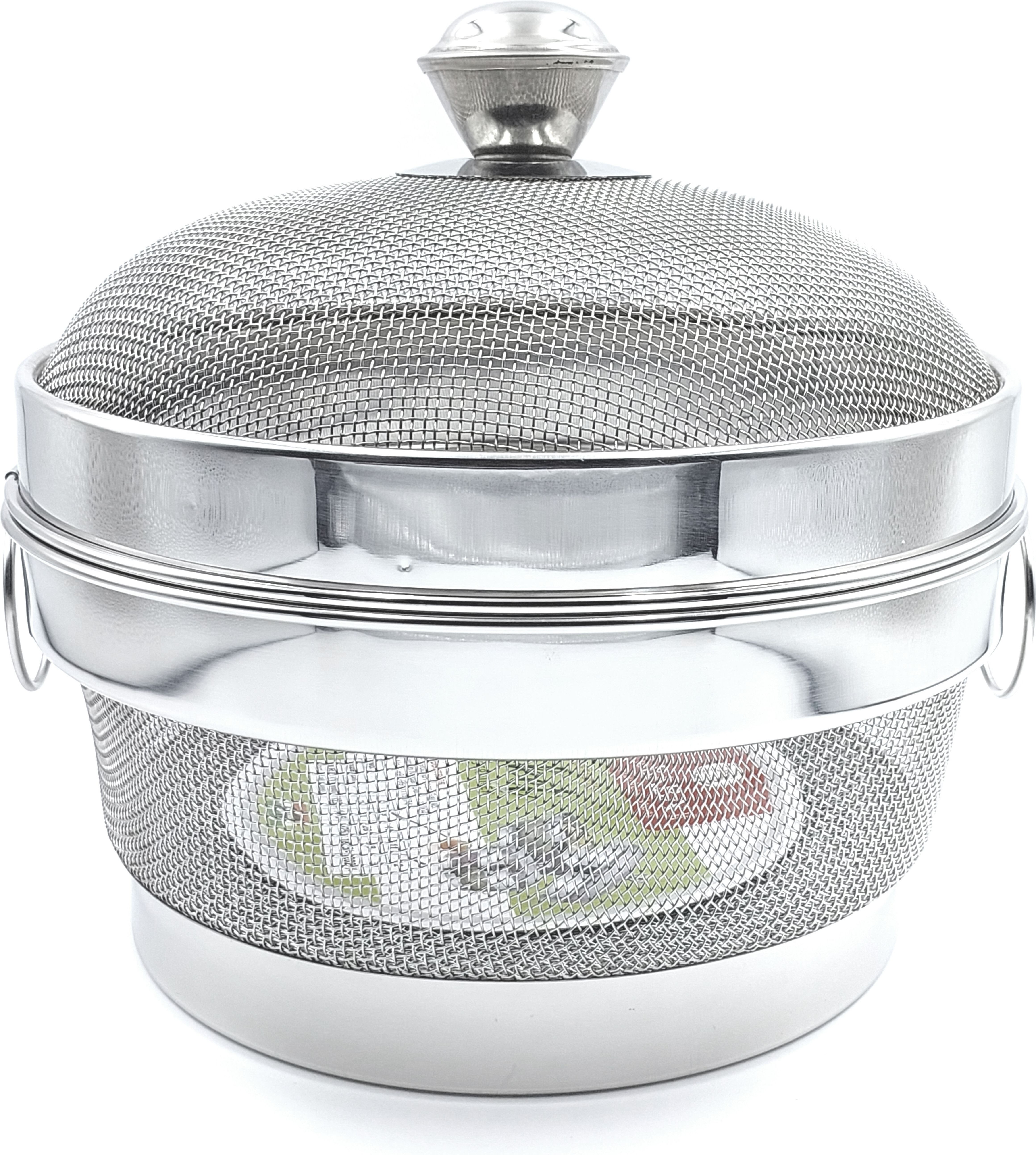Stainless Steel Fruit Basket for Dining Table With Net Cover & Lid_11 INCH _ Stainless Steel, Steel Fruit & Vegetable Basket-image-35