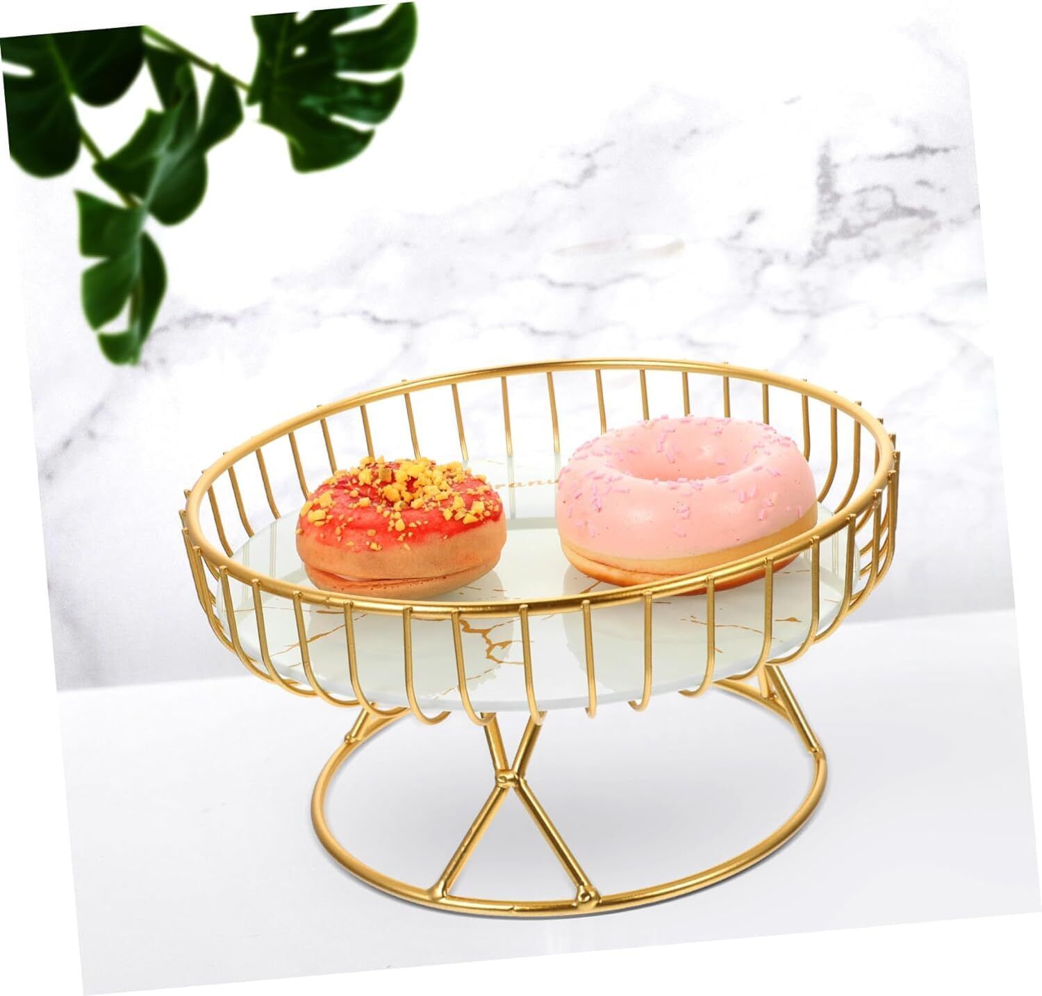 decorcave Golden Metal Cake Stand with Marble Base for Display Iron Cake Server-picture-25