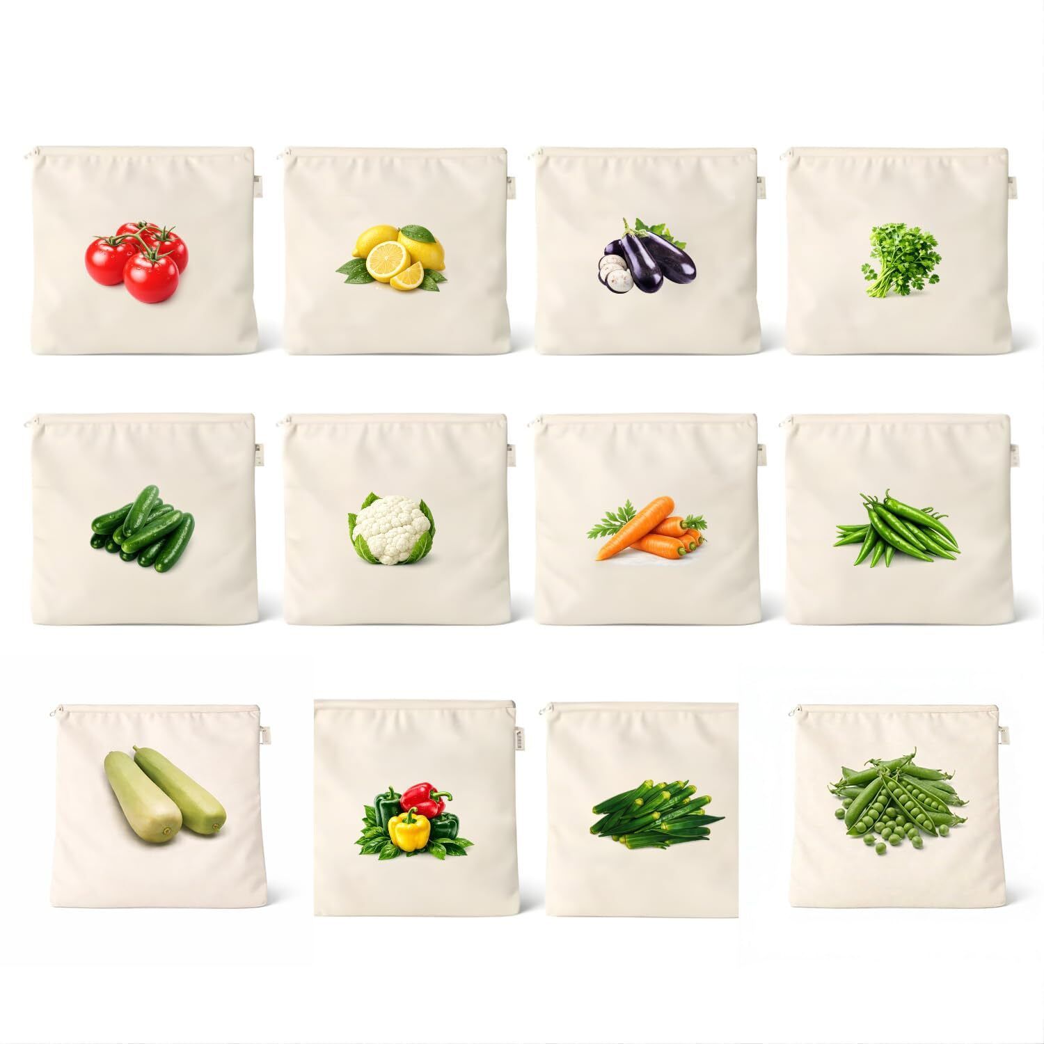 naturasleek 100% Printed Cotton Reusable Vegetable Bags for Fridge Pack of 10 Grocery Bags Pack of 10 Grocery Bags-picture-42