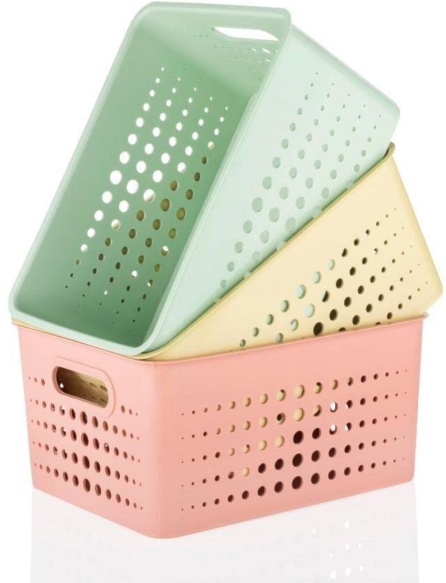 3 Compartments storage basket SMALL SIZE Plastic Multipurpose Storage Basket Box Plastic Fruit & Vegetable Basket-image-15