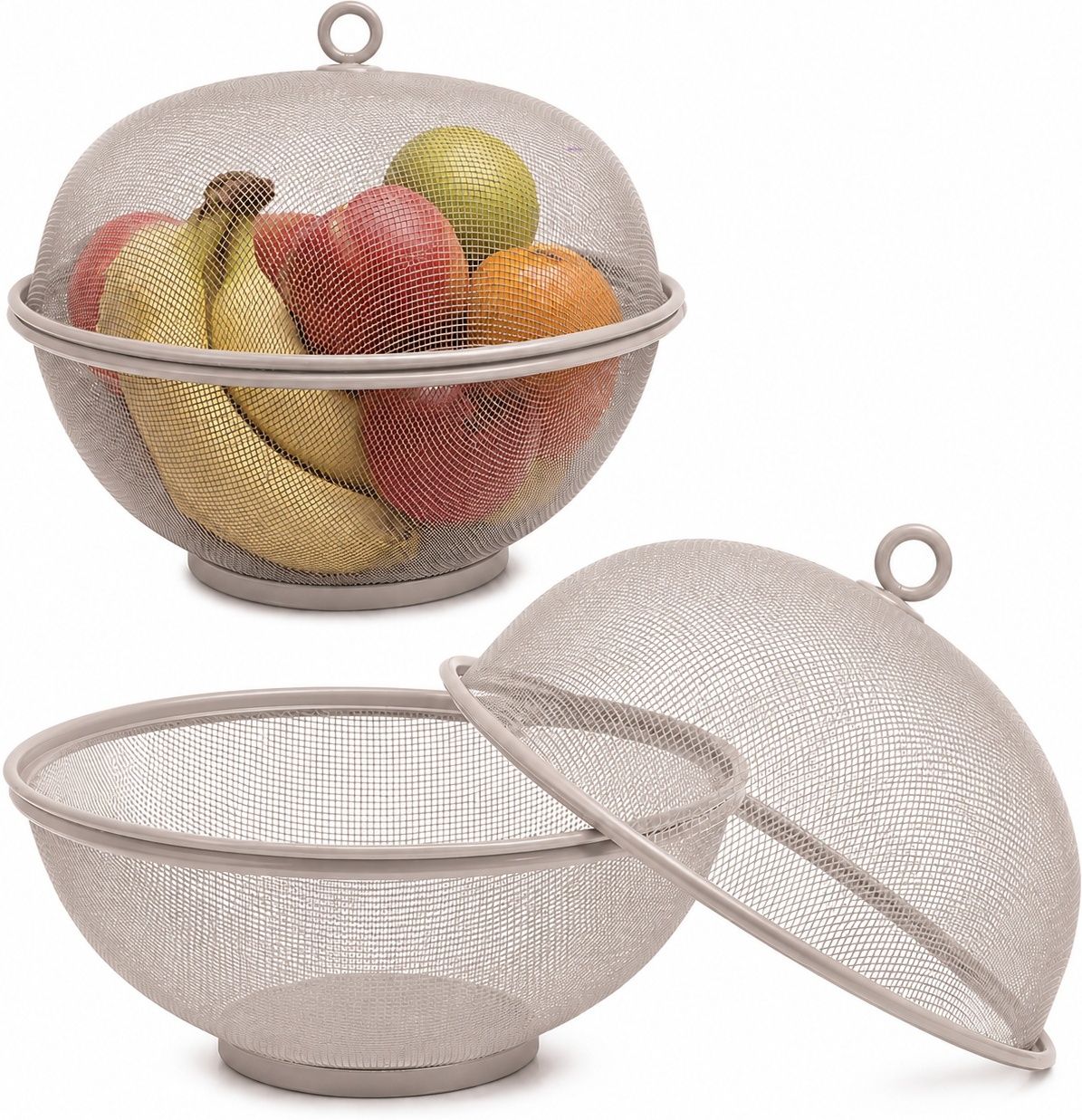 Stainless Steel Apple Shape Net Fruit Basket &Vegetable With Net Cover(GREY)ald Steel Fruit & Vegetable Basket-image-41
