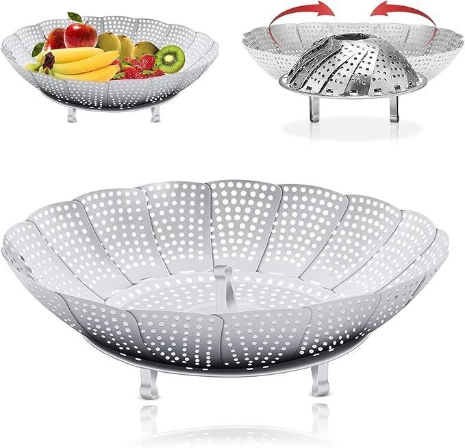 Vegetable Steamer Basket Collapsible Steamer basket forvegetable Cooking,30cm Stainless Steel Fruit & Vegetable Basket-image-21