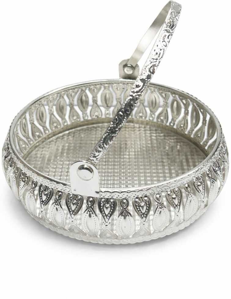 GIFTREEZ SILVER DECORATIVE BASKLET Iron Fruit & Vegetable Basket-image-48