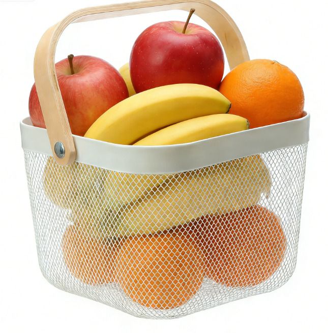 Metal Fruit Basket With Wooden Handle, Kitchen Storage Basket, Vegetable Basket Iron Fruit & Vegetable Basket-image-31