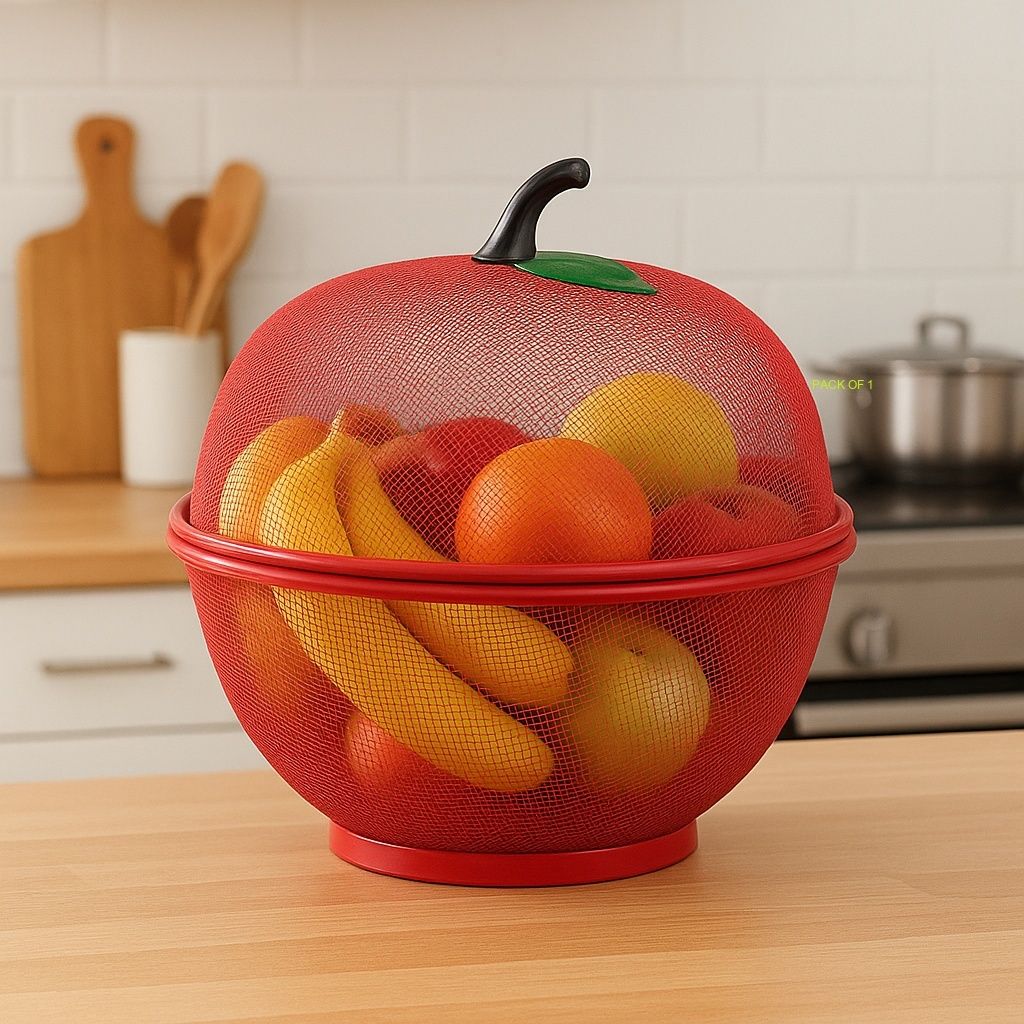 health tag Steel Apple Shape Fruit & Vegetable Basket With Protective Lidbge- Storage Basket-picture-21