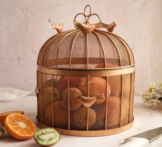 Fruit Basket With Lid Countertop Idealfor Storing Friuts , Vegetables ,Daily Use Iron Fruit & Vegetable Basket