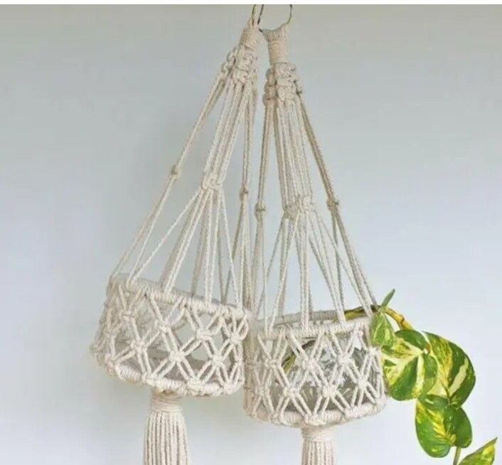 Handmade Macrame Hanging Planter Basket Cotton Fruit & Vegetable Basket-image-11