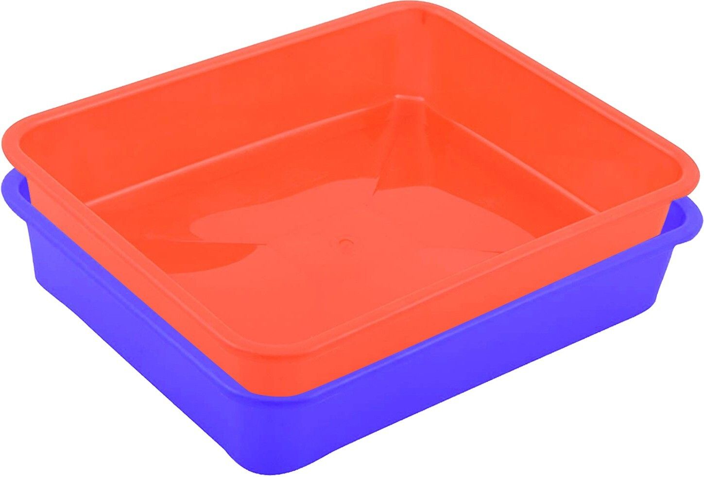 Plastic 2 Pieces Small Size Multipurpose Stationary Tray (Multi)-CTKTC3719 Plastic Fruit & Vegetable Basket