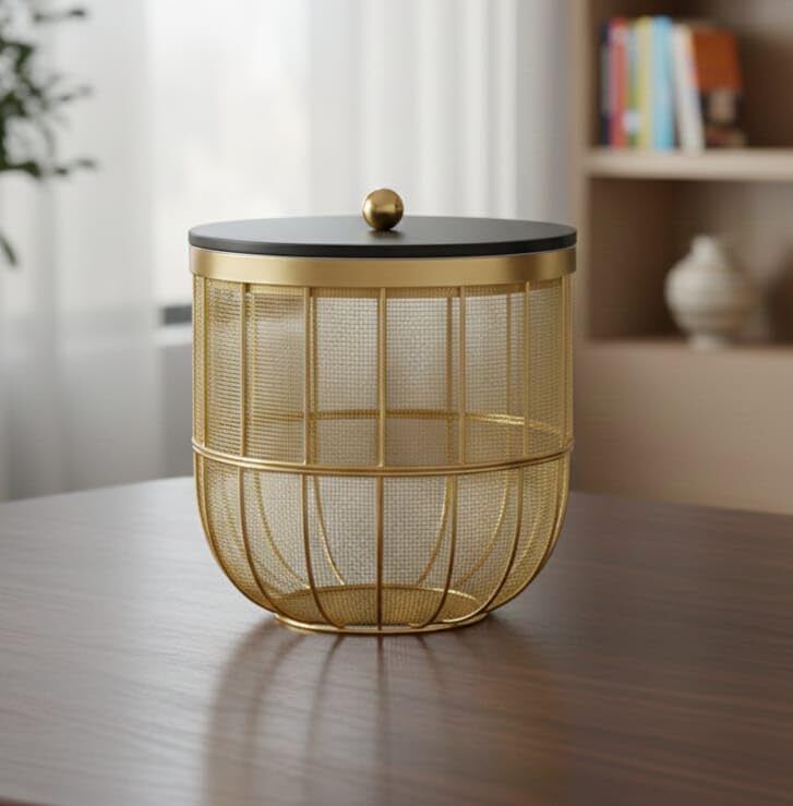Fruit and Vegetables Basket with Lid Design Fruit Storage Basket for Kitchen Iron Fruit & Vegetable Basket-image-5