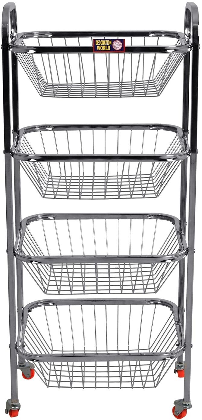 Magic Multipurpose 4-Tier Rack Organiser Holder Stand for Kitchen Stainless Steel Fruit & Vegetable Basket-image-12