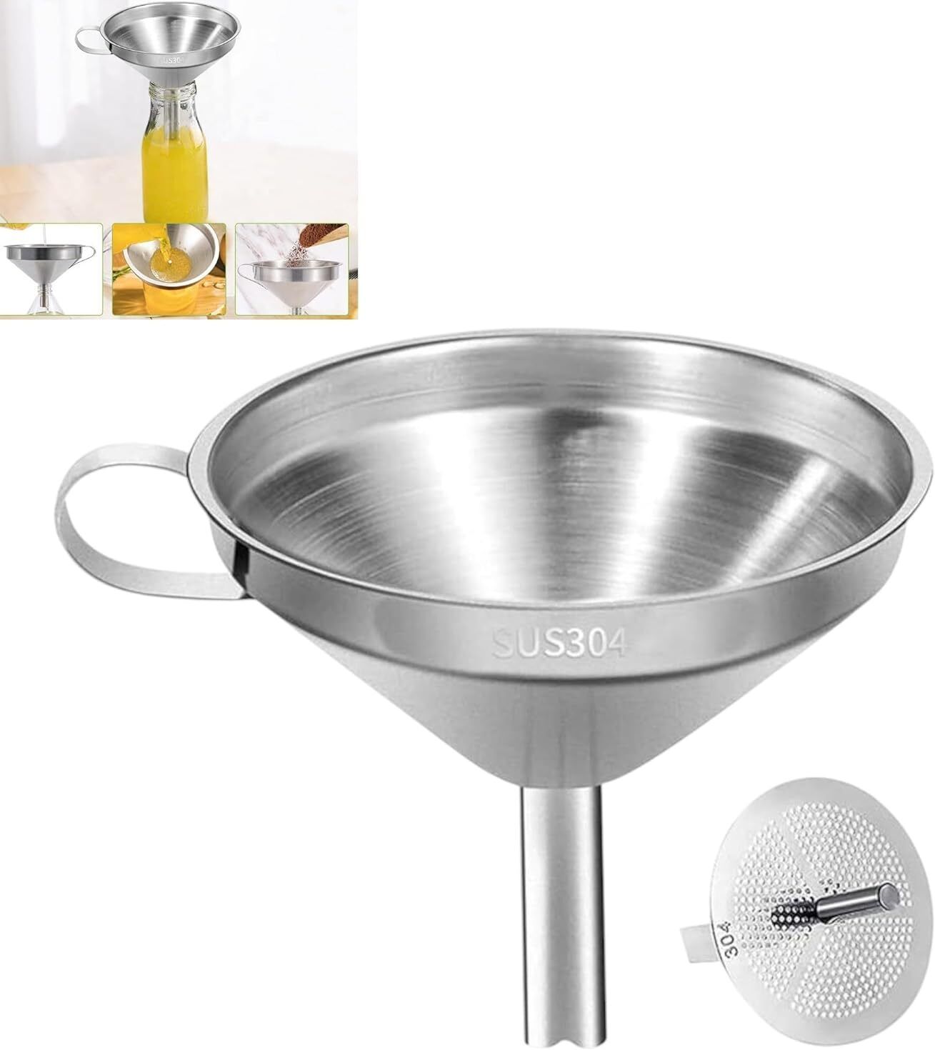 laxmienterpr Detachable Strainer/ Filter For Cooking Oil Steel Funnel (Silver, Pack of 1) Stainless Steel Funnel-picture-18