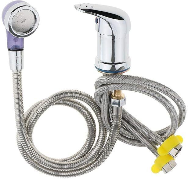 Hot & Cold Chrome handle with Spray / Mixer set for salon Shampoo Bib Tap Faucet-image-40