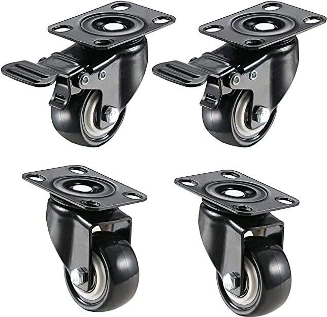 1.5 " 38MM Heavy Duty Swivel Caster with 360 Degree (2 with Brakes & 2 Without) Braking and Locking Furniture Caster