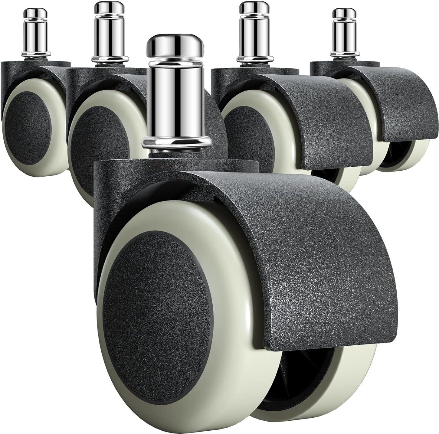 maktune technologies Heavy Duty Office Chair Wheels, Mute Rotating, Fits 99%, Black/Grey, Set of 5 Swivel Furniture Caster-picture-28