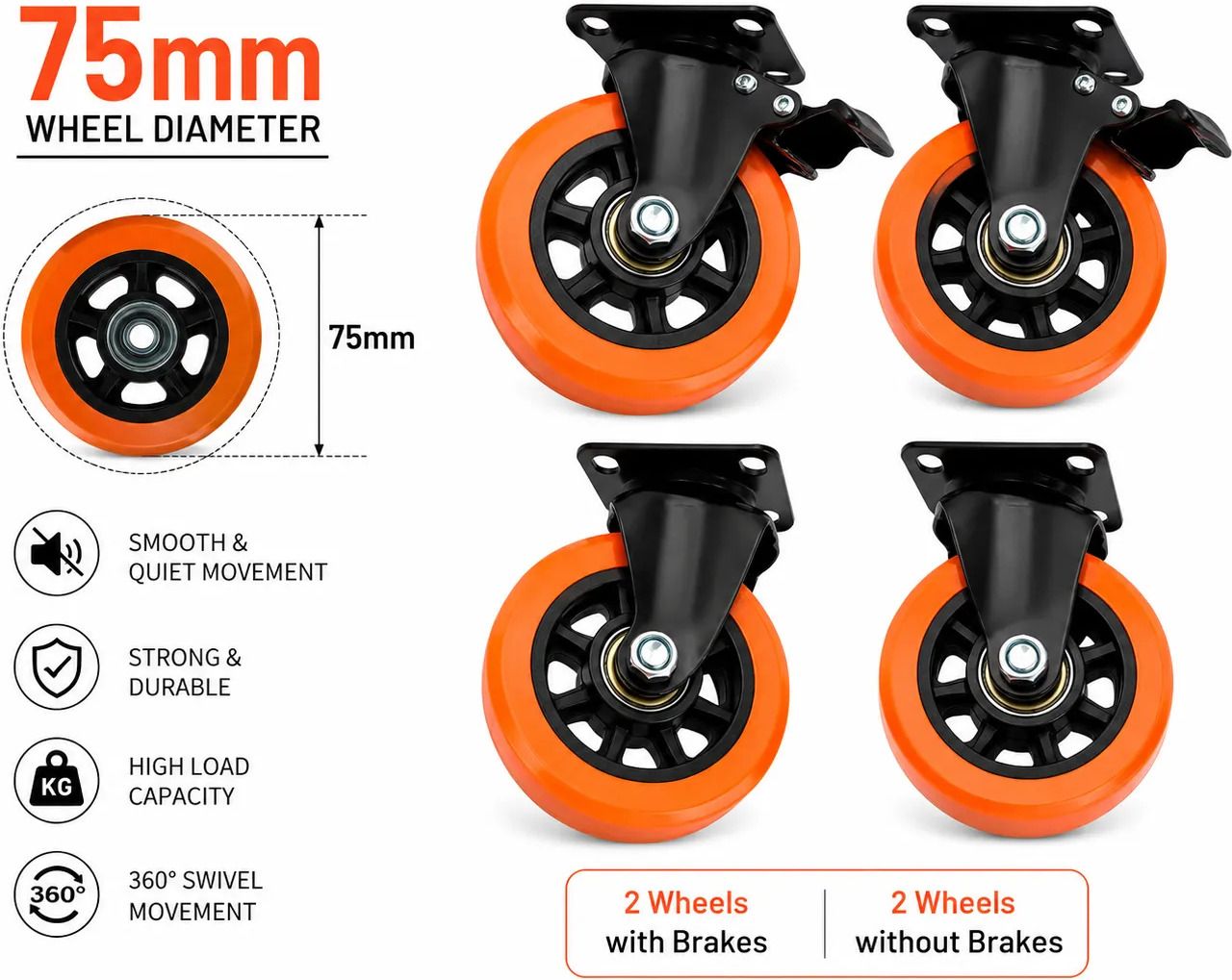 caster-wheel-75mm Braked Furniture Caster-image-35