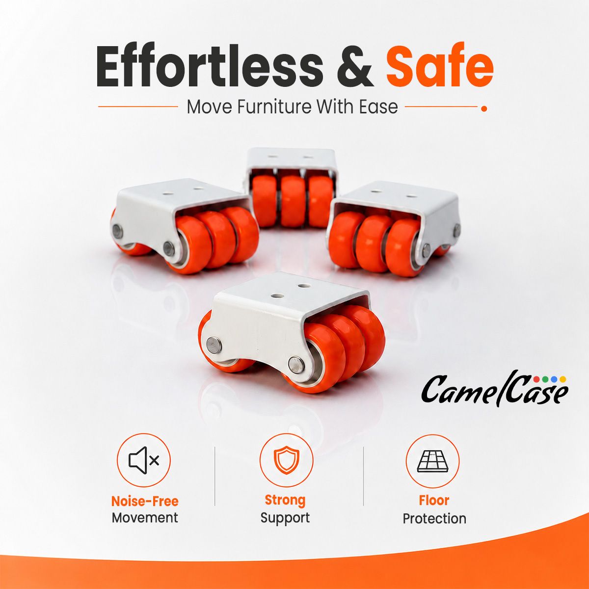 camelcase 6 Wheel 32mm Castor Wheels (500 KG, Fixed, 4pcs ) with Screws | Heavy Duty, Fixed Furniture Caster-picture-17