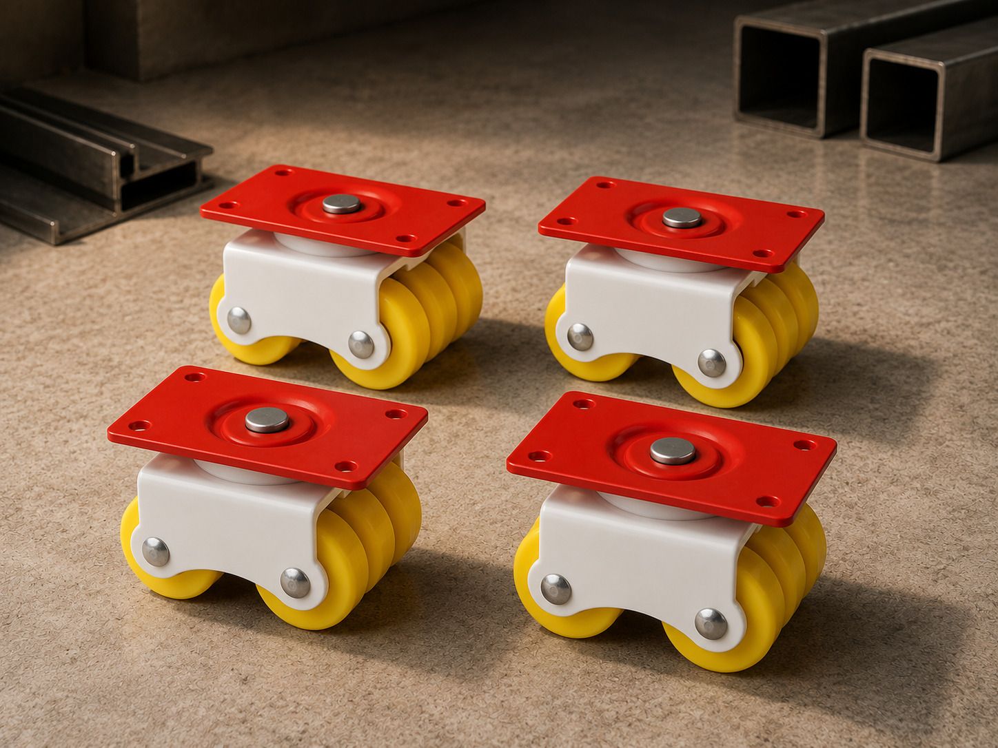Six Wheel Caster Red Plate / Yellow Wheels Heavy duty Revolving Caster Swivel Furniture Caster-image-35