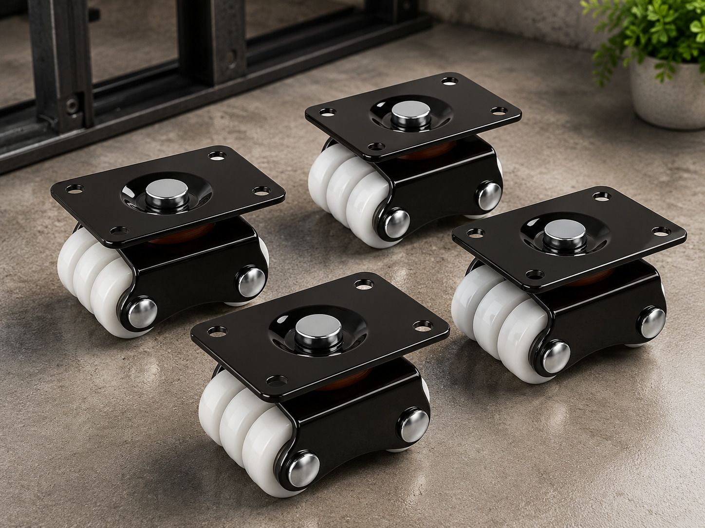 Mini Six Wheel Caster Moving Set of 4 Heavy Duty Castor Load Cap Upto 300KG Swivel Furniture Caster-image-26