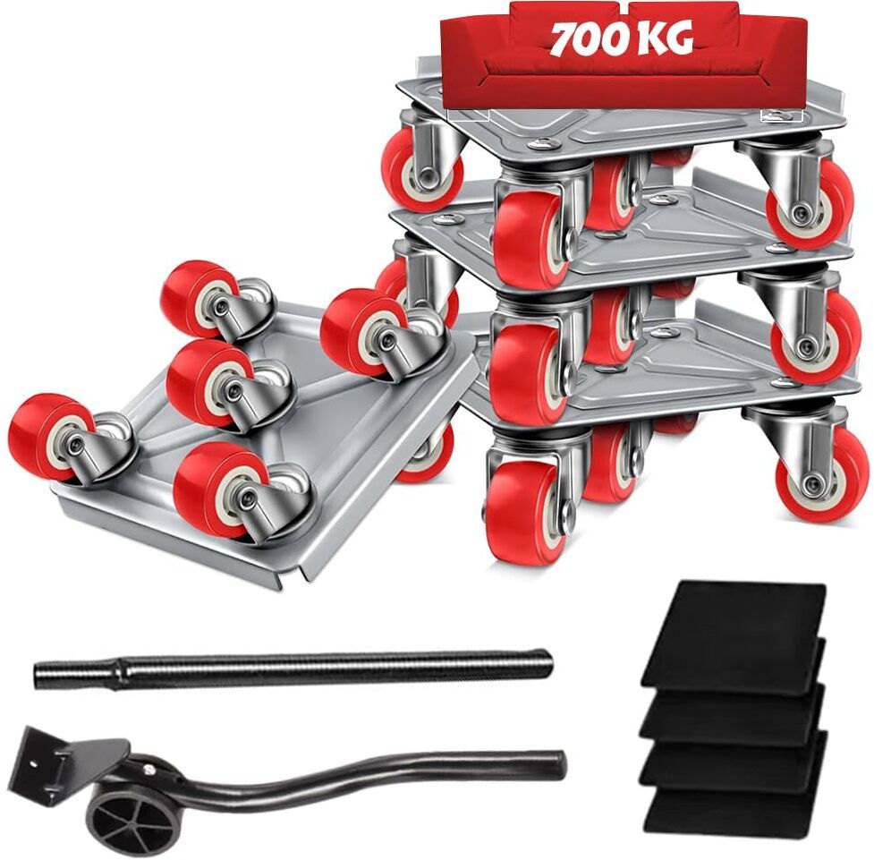 5-Wheel Furniture Lifter Mover Set, 600kg Heavy Duty Furniture Move Roller Rubber Furniture Caster-image-39