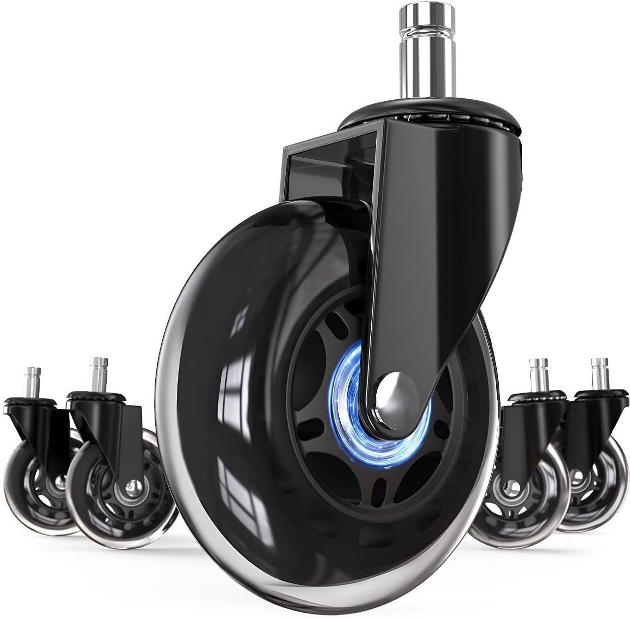 vattu 3-Inch Universal Fit Single Caster Wheels | Set of 5 | Heavy Duty Rollerblade Swivel Furniture Caster-picture-46