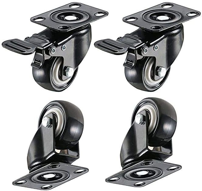 1.5" Heavy Duty Caster Wheels Soft PU Swivel Caster (2 with Brakes & 2 Without) Swivel Furniture Caster-image-12