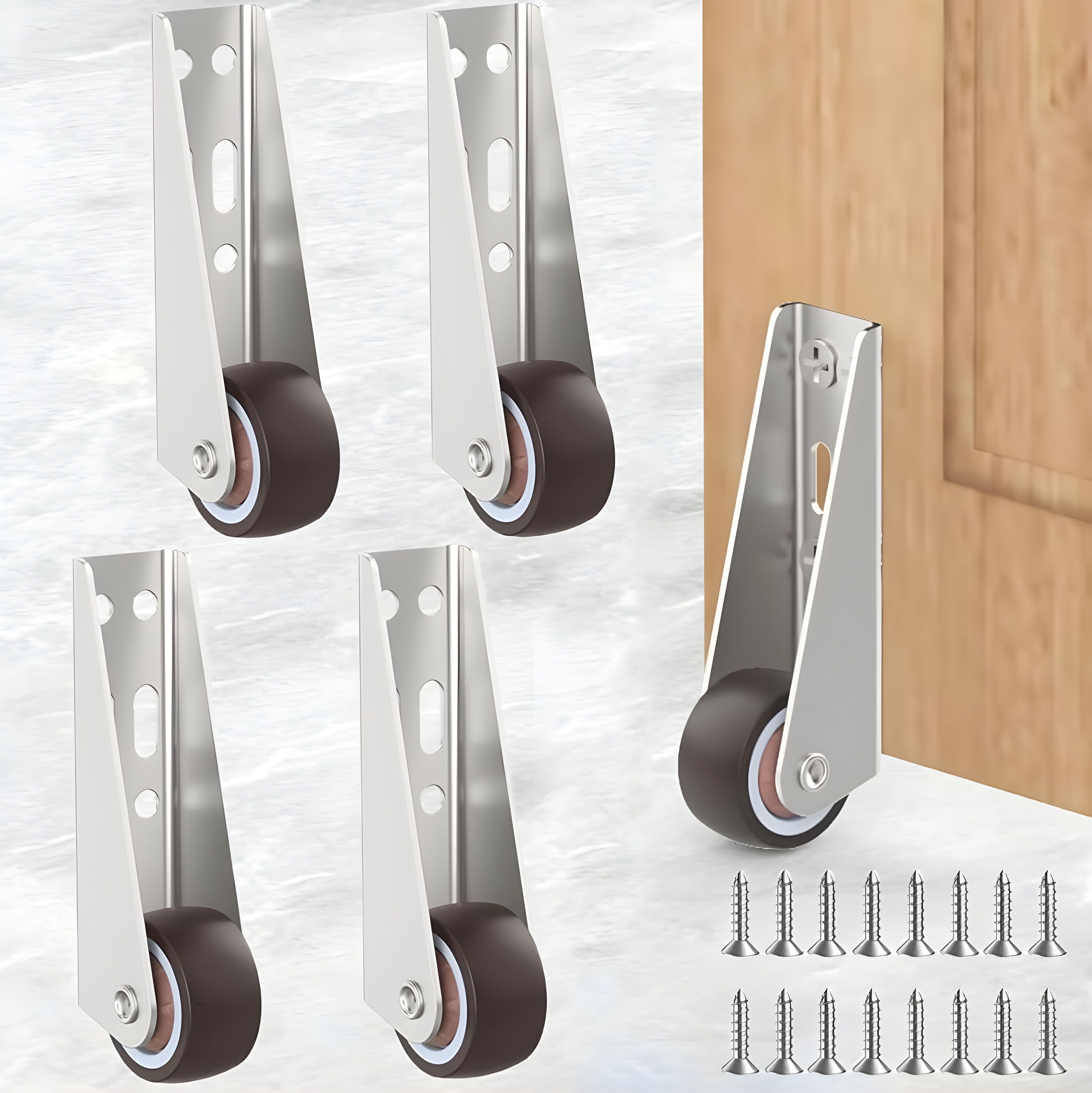 4 Pcs Side Mount Caster Wheels | Heavy Duty Wall Mounted Roller Wheels Swivel Furniture Caster-image-41