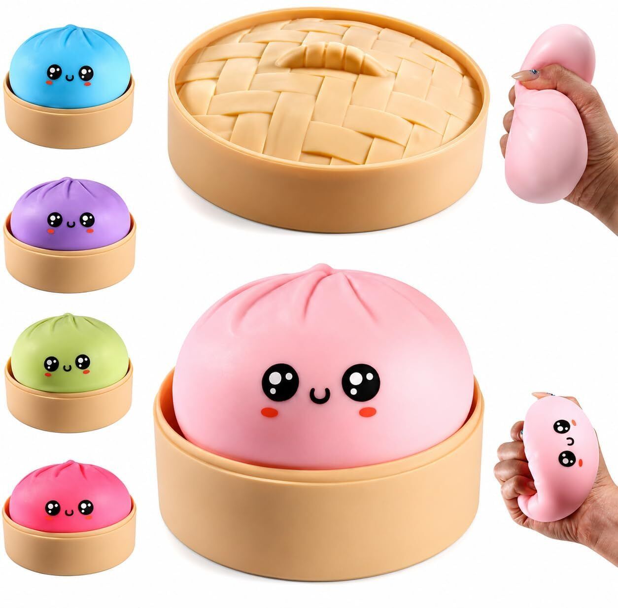 kvvtrades Cute Steamed Bun Squishy Toy Dumplings Stress Balls Gag Toy-picture-27