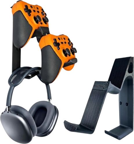 SPROSO Retro Dual Gaming Controller Wall Mount with Cable Holder & Headphone Stand