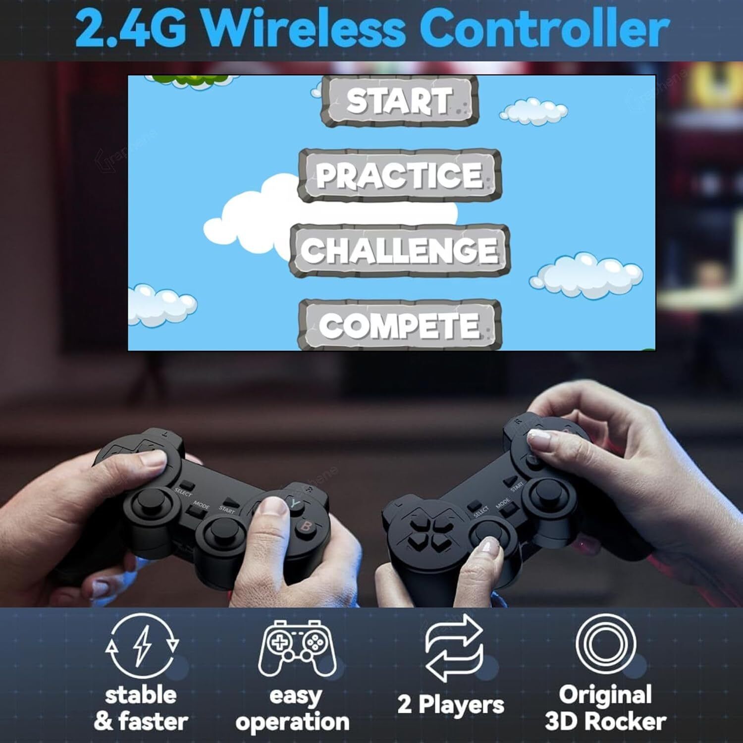 TRENDORA Wireless Retro Gaming Console for TV – Dual Player Game Stick Lite with Gamepad 6.2 inch DVD Player