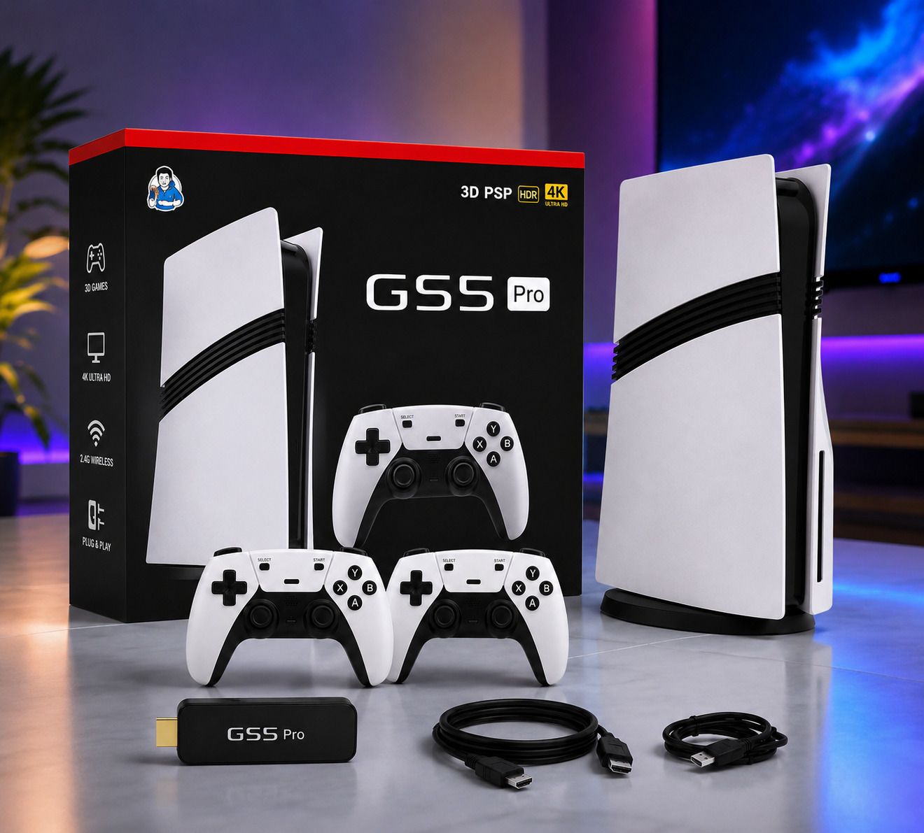 GSS Pro Plug and Play 4K Gaming Stick with 2 Wireless Gamepads Included Game Of The Year Edition-picture-25