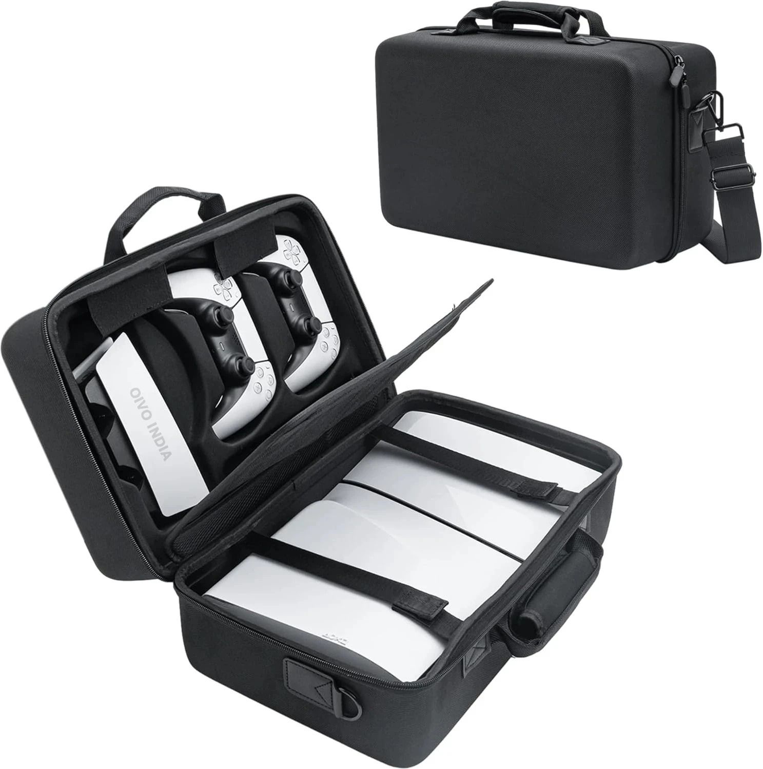 OIVO INDIA Nylon Hard Carrying Travel Case for PS5 Slim Console Gaming Accessory Kit-image-6