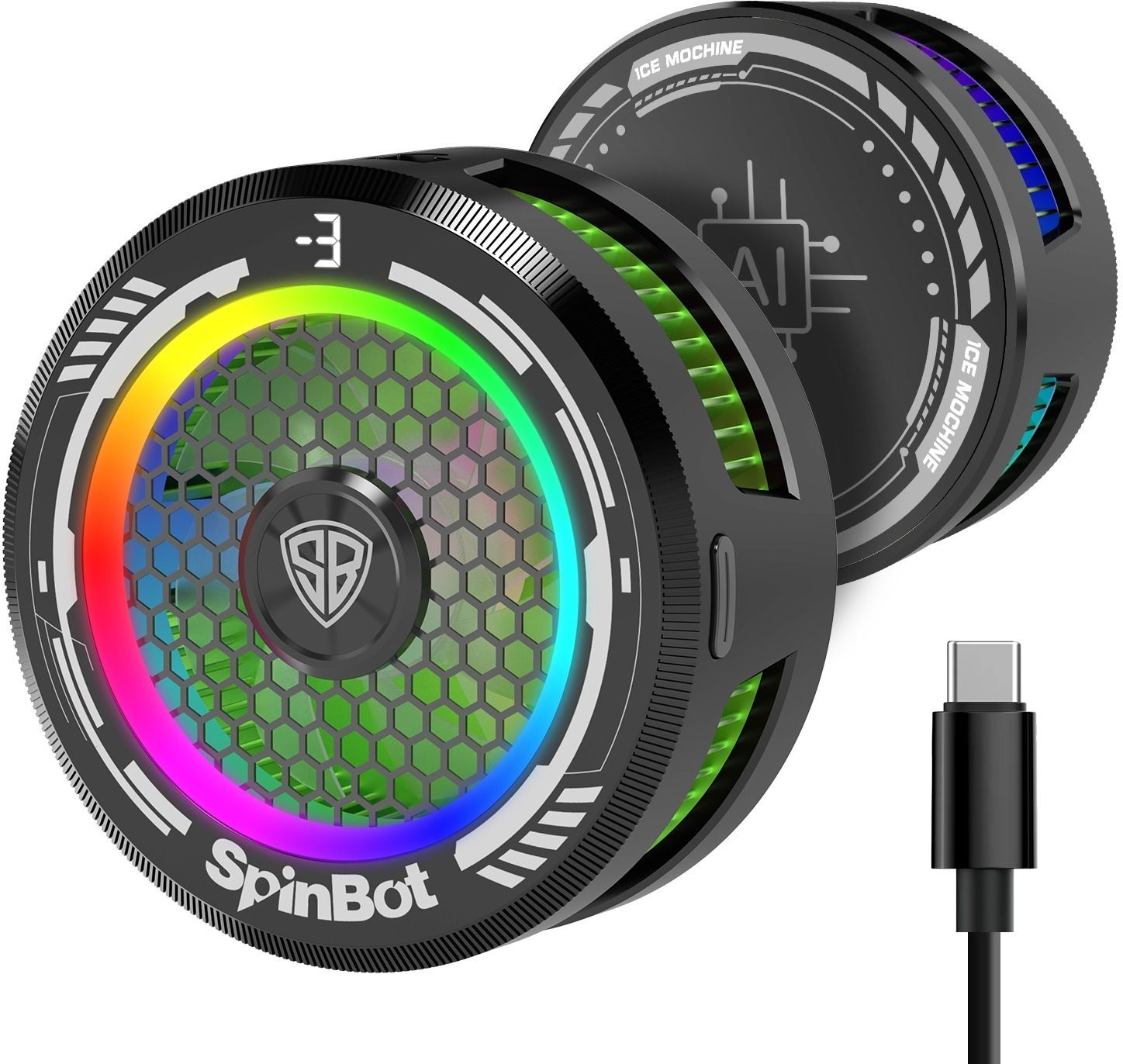 SpinBot IceDot MAG V1 semiconductor Magnetic Mobile Cooler |15W | RGB Lights| with Clip Gaming Accessory Kit
