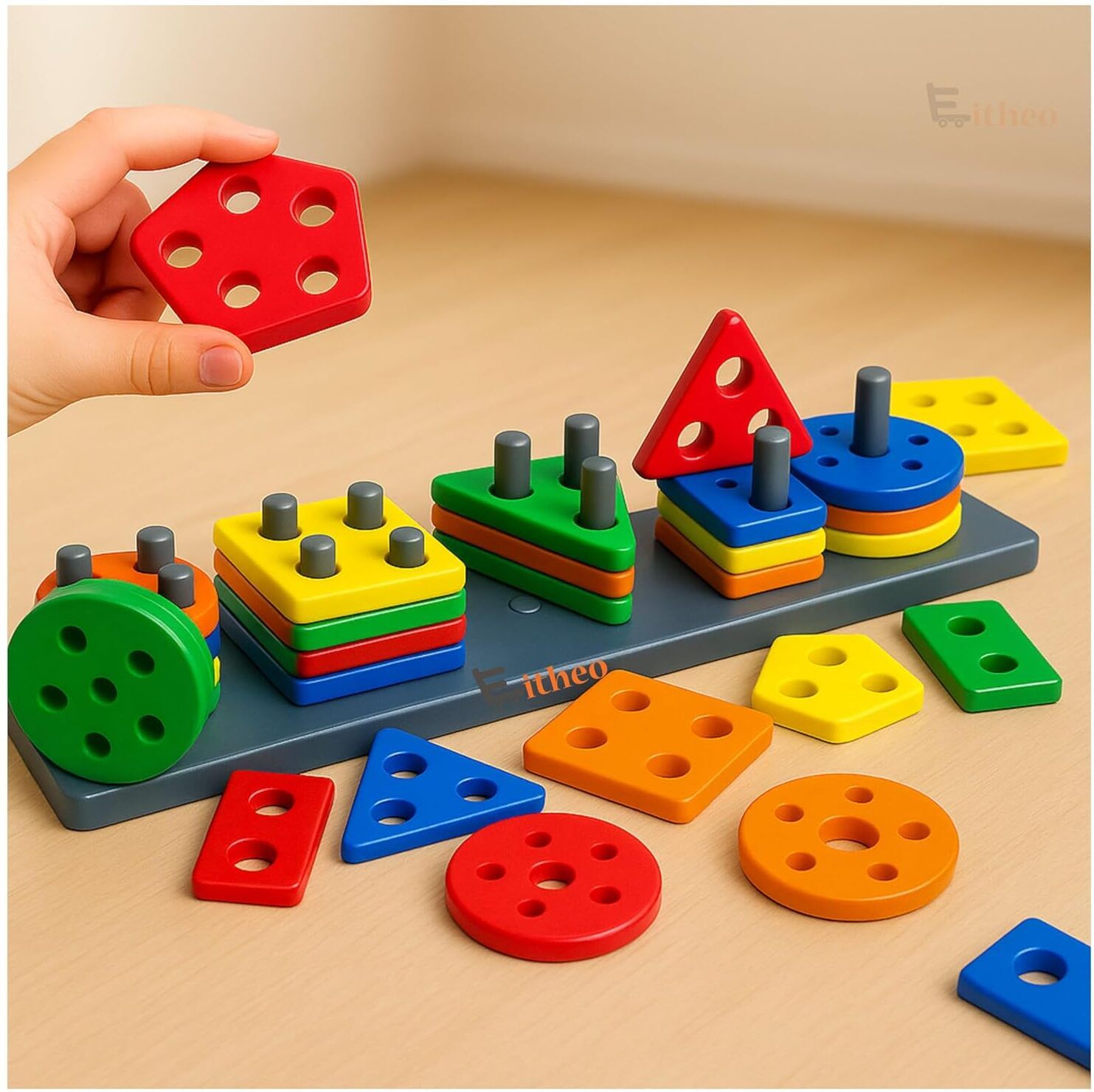 Plastic Stacking and Sorting Blocks Puzzle Toy for Kids-image-43