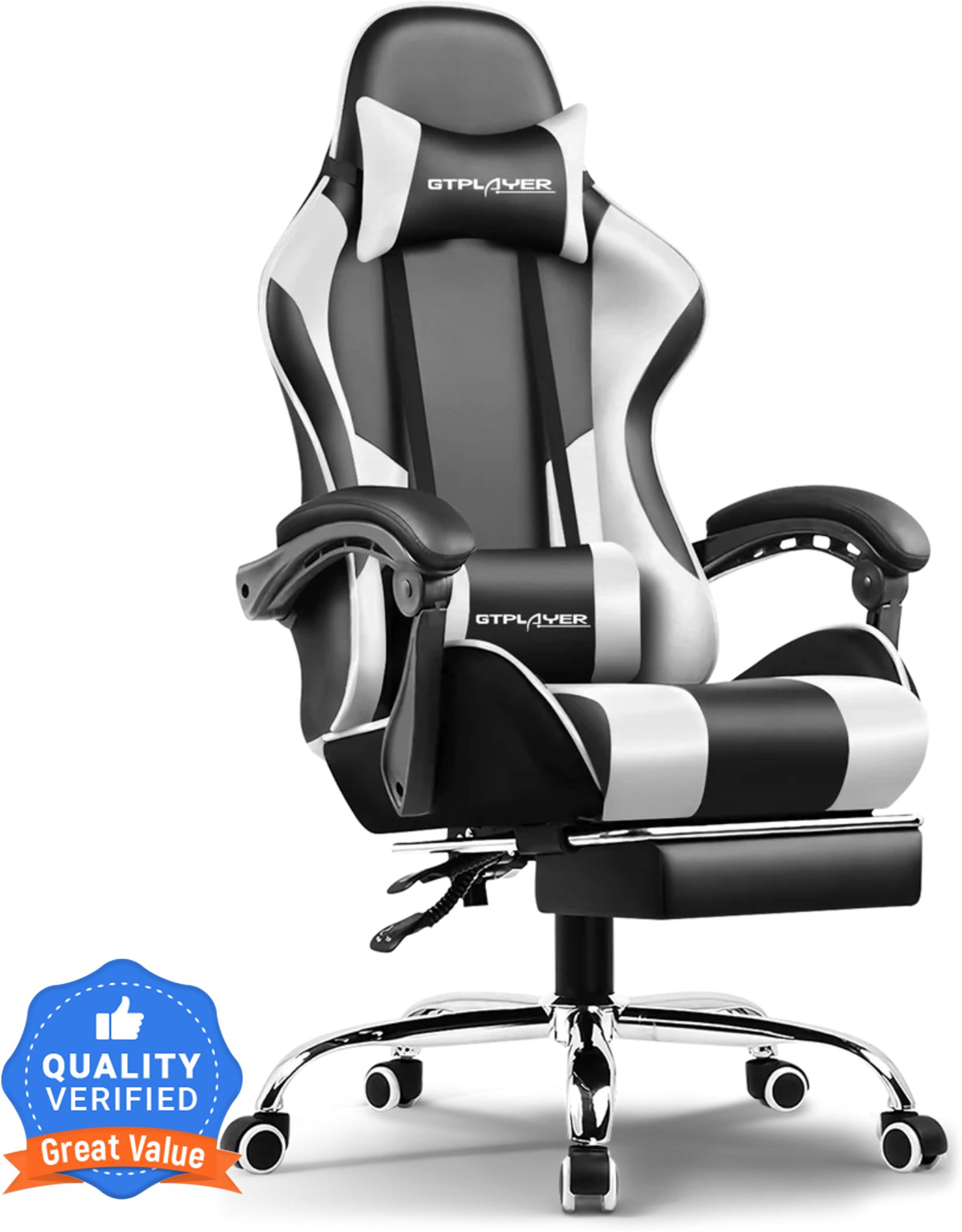 #1USA Premium Gaming Chair Ergonomic Design with Massager & Footrest, 360Swivel, Neck & Back Support Gaming Chair