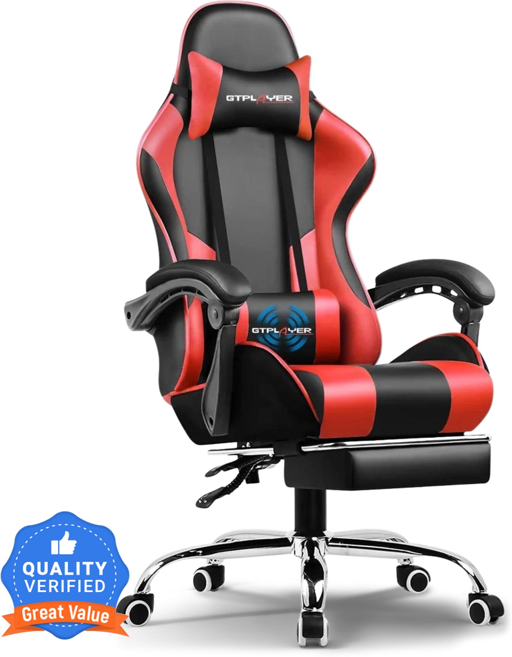 #1USA Premium Gaming Chair Ergonomic Design with Massager & Footrest, 360Swivel, Neck & Back Support Gaming Chair