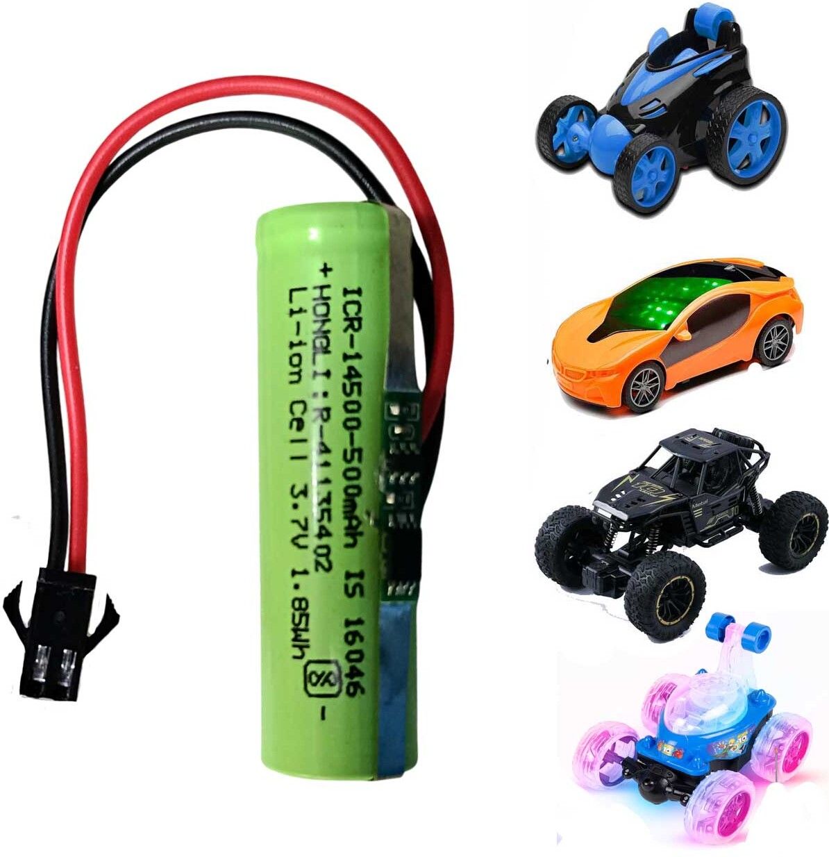 CONSONANTIAM 1-pc Toy Battery-Pack 3.7 Volt 500mAH RC Toy Car Battery SM-2P Plug for RC Cars, Game Battery