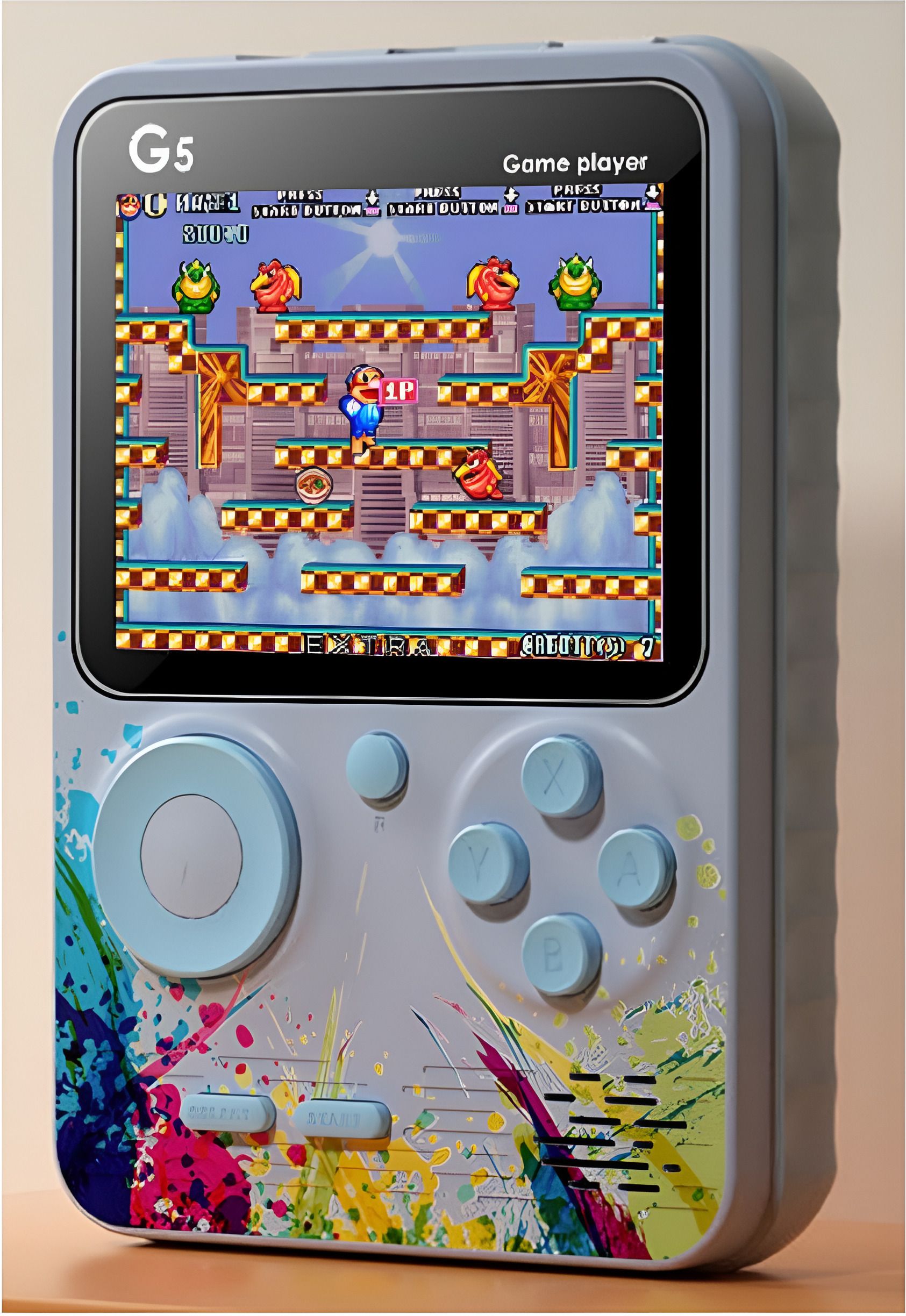 HG WORLD Retro G5 Game Box Classic Video Games Portable Handheld Pocket Gaming Console 128 MB GB with Games Contra, Tank, Bomber Man Etc., Connect TV, HD Large Screen-image-15