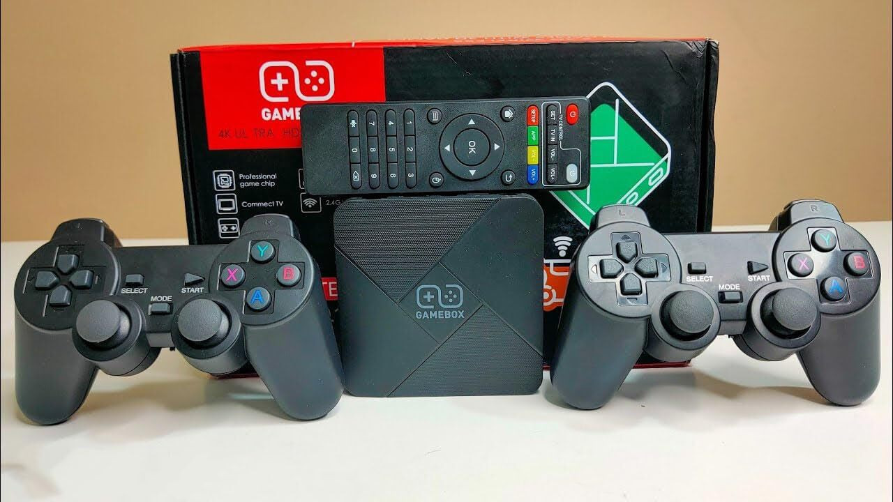 PTCMart Gamebox G5 Hd 4K Video Console Retro Games With Tv Android Wireless Controller 64 GB with CPS FC GB GBA GBC MD SFC N64 PS1 ATARI image 1